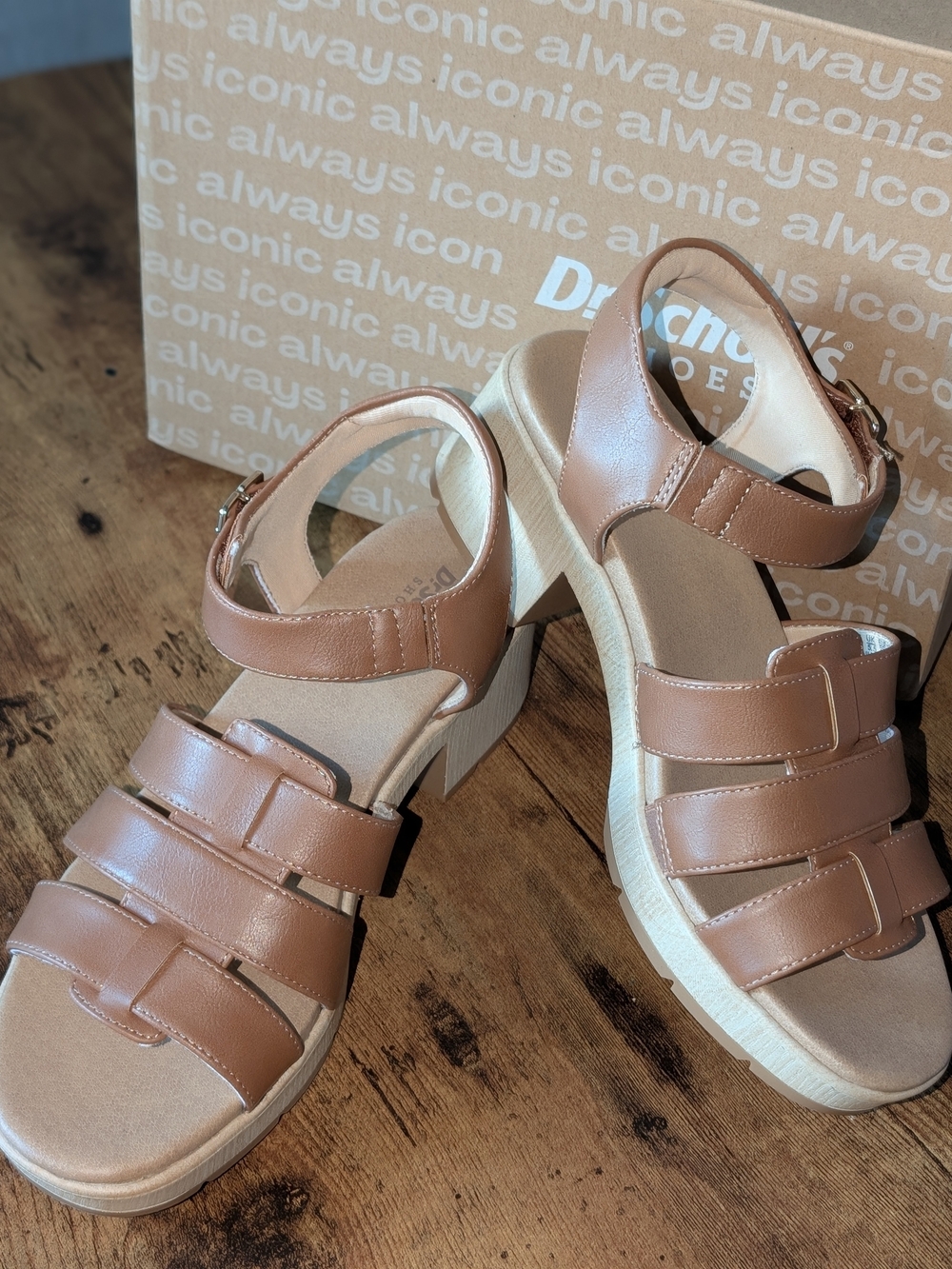 Dr. Scholl's Oh Kay, Honey Women's Tan Platform Sandals - Strappy Comfort
